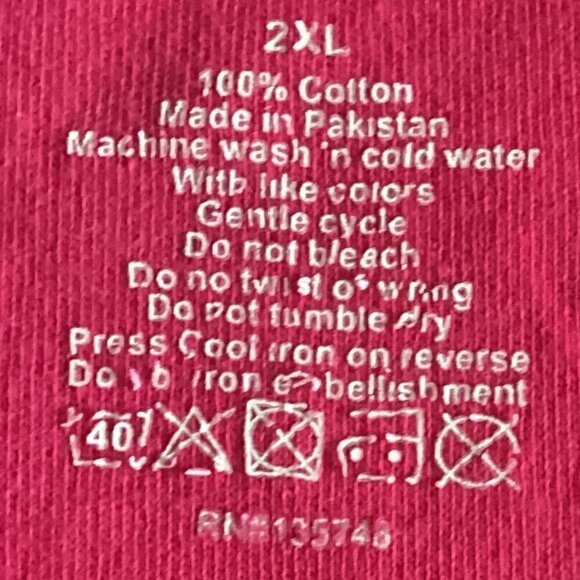 "Beach Please" Rhinestone Short Sleeve Graphic Tee Plus Sz 2XL Pink #61D - Picture 6 of 6